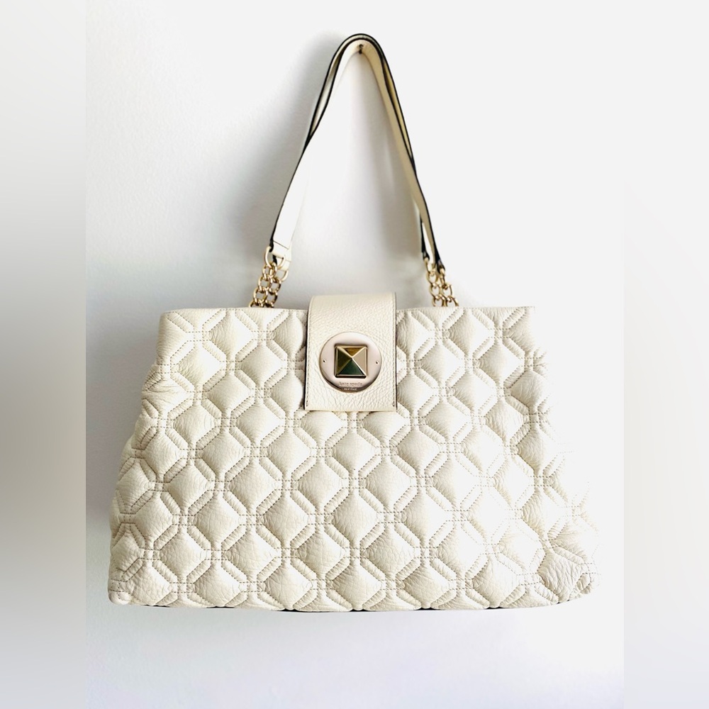 Kate Spade Elena Astor Court Leather Bag Bone Color